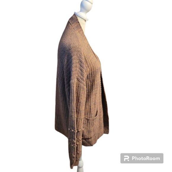 Maurices Light Brown Bobble Sleeve Open Front Knit Cardigan Women's Size XL - Picture 2 of 8